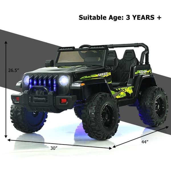 dimension image slide 0 of 4, 12V Kids Ride-on Jeep Car with 2.4 G Remote Control - 44"x30"x 26.5"(L x W x H)