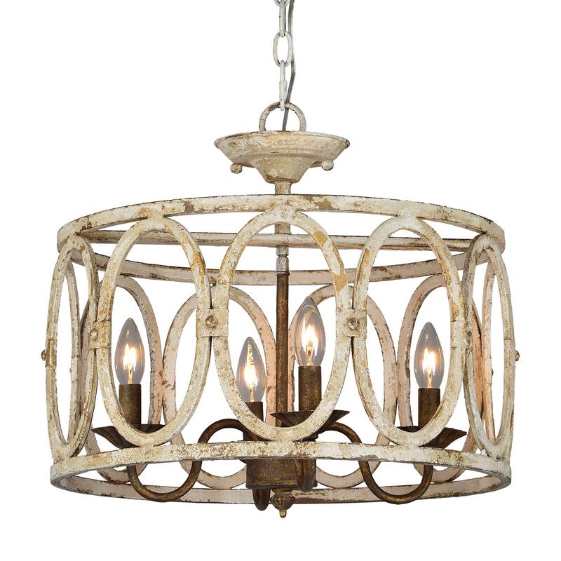 Sophie Semi-Flush/Convertible Chandelier, Distressed White - Distressed White