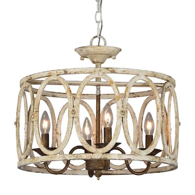 Sophie Semi-Flush/Convertible Chandelier, Distressed White - Distressed White
