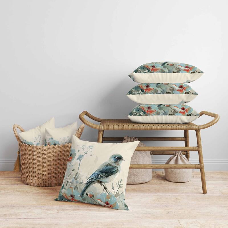 Tranquil Thicket Faux Suede Reversible Throw Pillow Beige and Teal