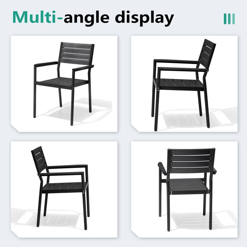 VredHom Outdoor Patio Aluminum Stackable Dining Chairs with Armrest
