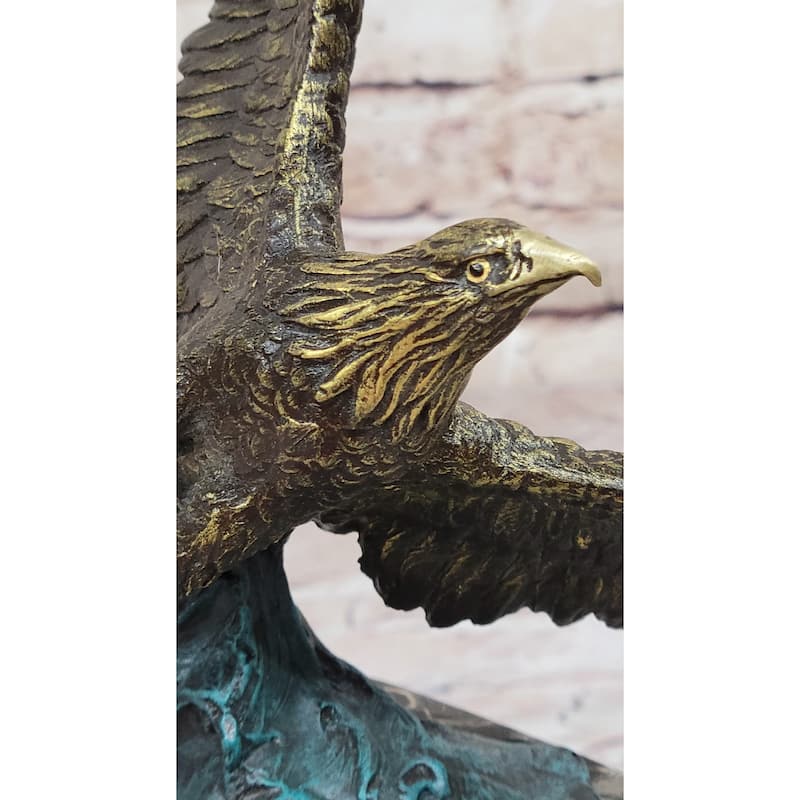 Art Deco Multi Color Patina American Bald Eagle Clic Bronze Statue Artwork