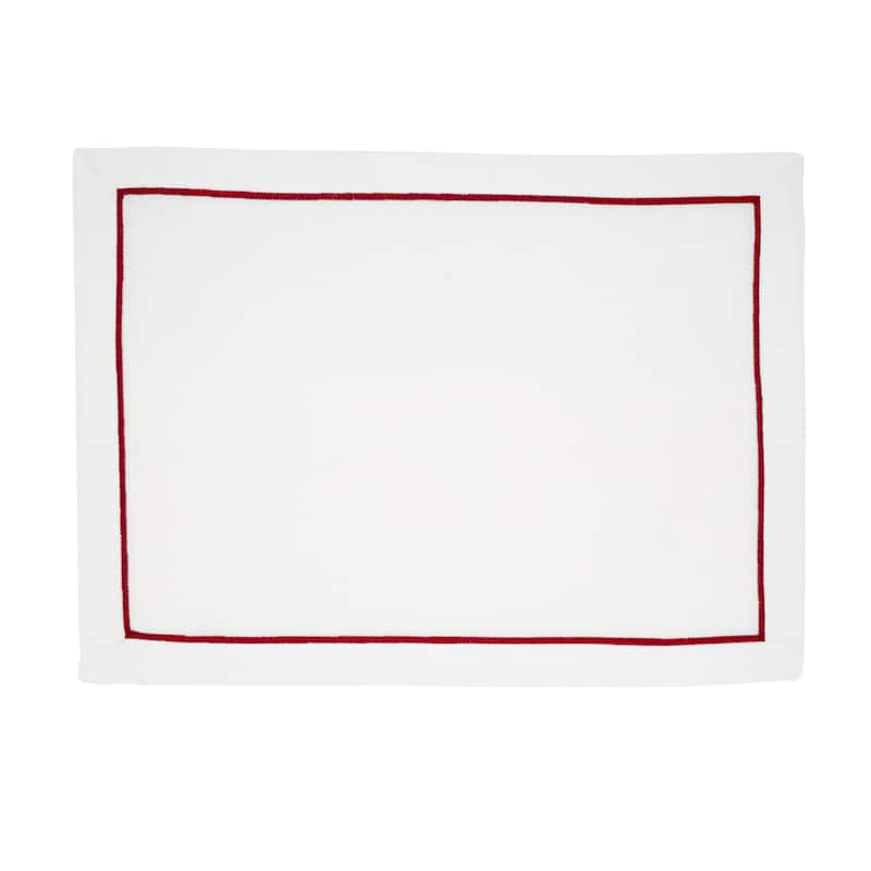 Embroidered Line Design Placemat (Set of 4) - 14"x20" - Red