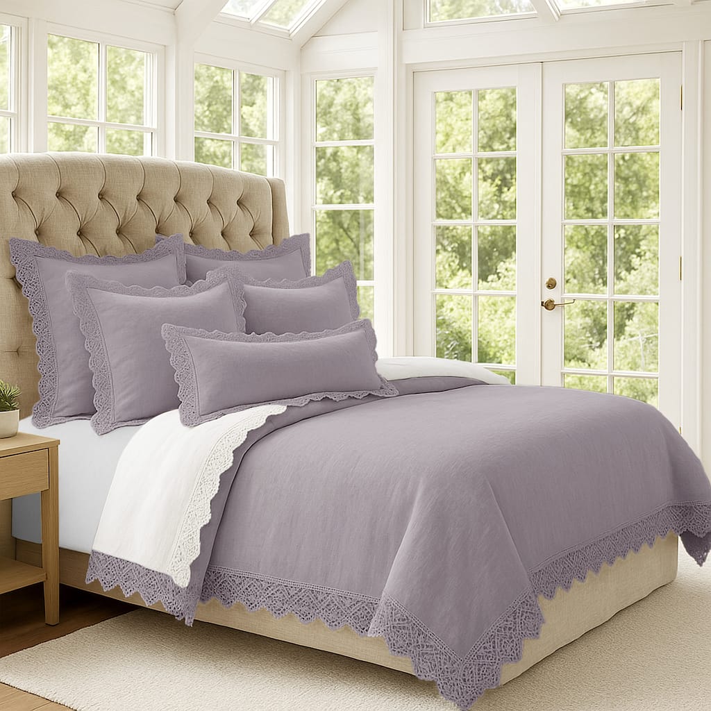 Elsie Lace Lilac 6 Piece Coverlet Set