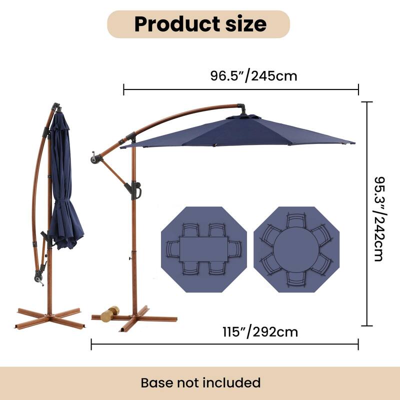 COSIEST 10FT Offset Patio Umbrella，360-Degree Rotation, UV & Waterproof Canopy