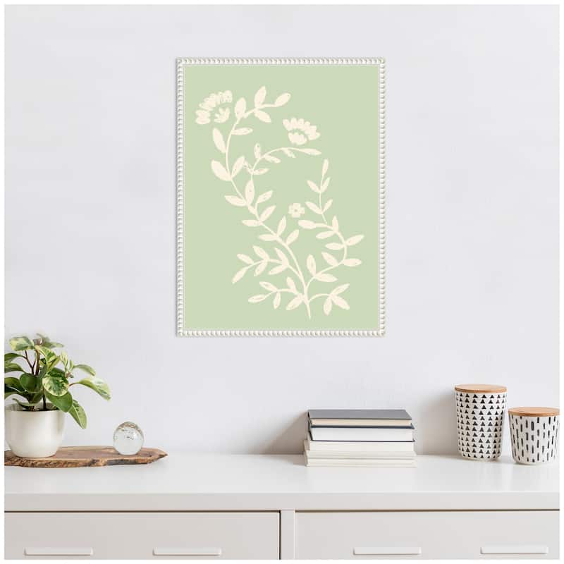 Kate and Laurel Country Chintz Botanical Pale Green by Vicky Yorke Framed Canvas Wall Art Print