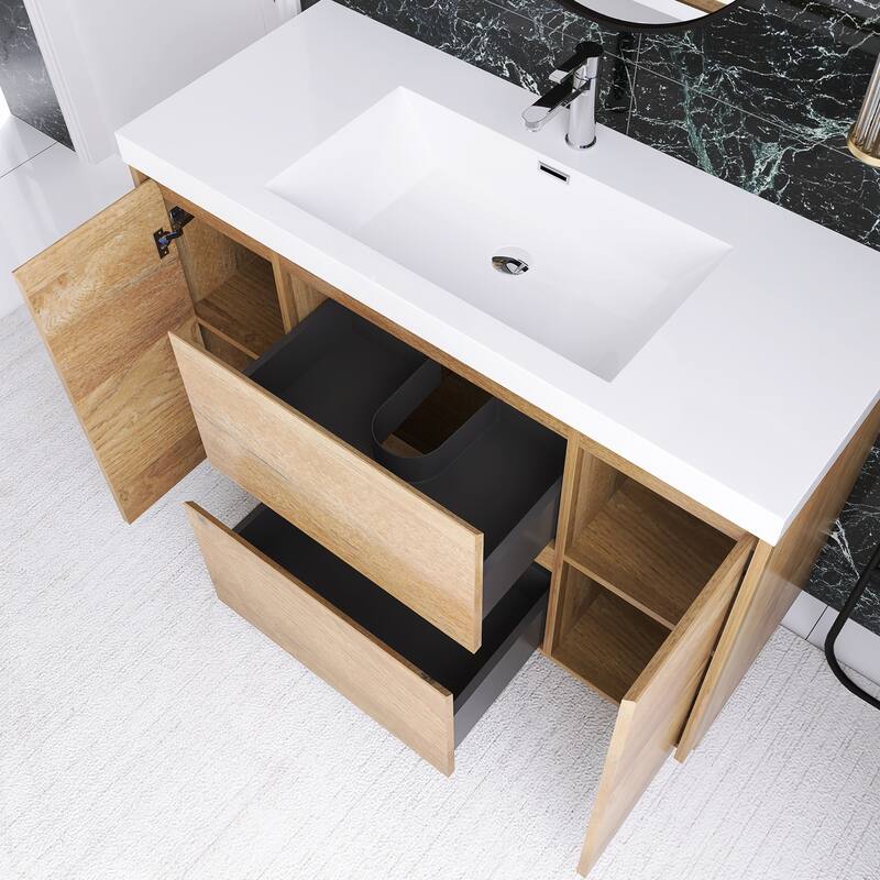 Floating Bathroom Vanity with Integrated Resin Top