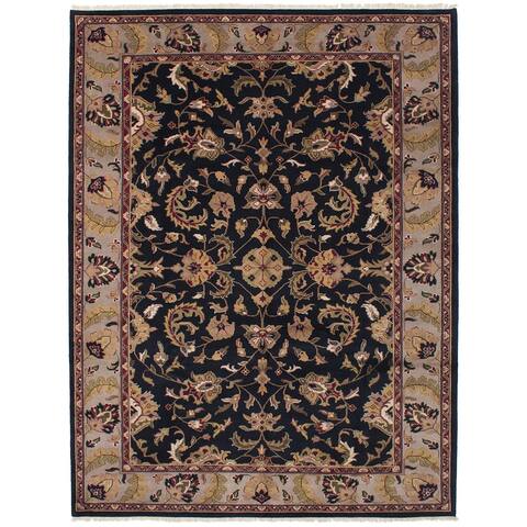 ECARPETGALLERY Hand-knotted Finest Agra Jaipur Black Wool Rug - 8'6 x 11'6