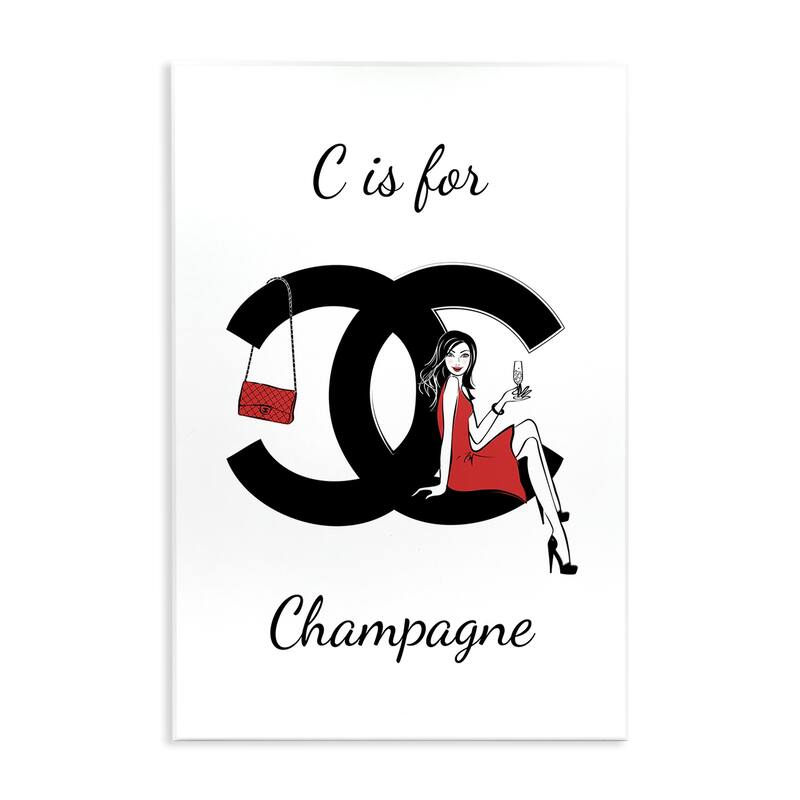 Stupell Glam C Is For Champagne Wall Plaque Art Design By Martina Pavlova - 13 x 19