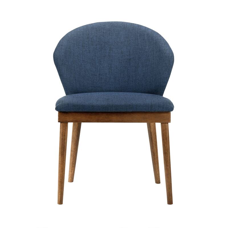 5 Piece Dining Set with Curved Side Chairs, Brown and Blue