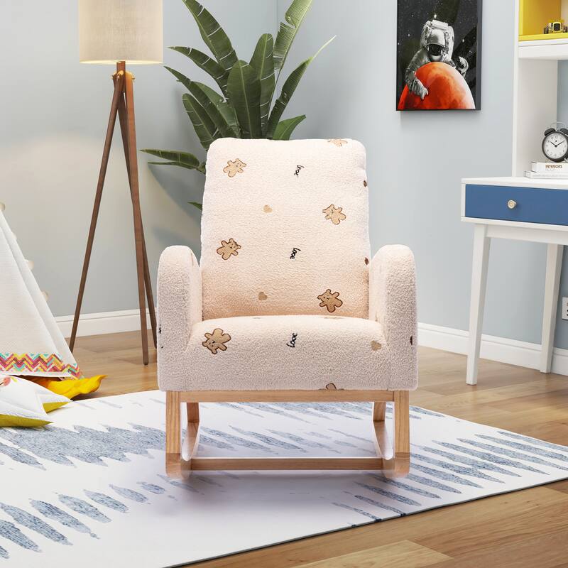 Nursery Rocking Chair High Back Accent Rocker for Living Room