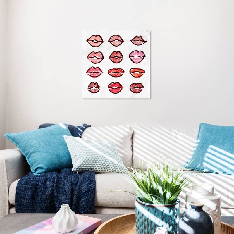 Wynwood Studio Fashion and Glam Kiss Swatch Red and Glam Wall Art Canvas Print - 20 x 20