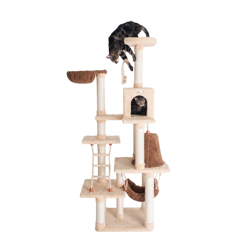 Real Wood Cat Climber Play House, Cat furniture With Playhouse,Lounge Basket
