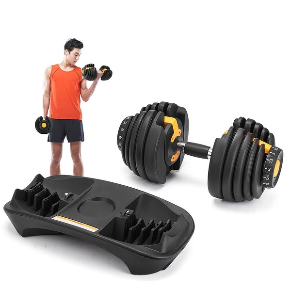 52.5LBS Adjustable Dumbbell Fitness Standard 1Pc Black and