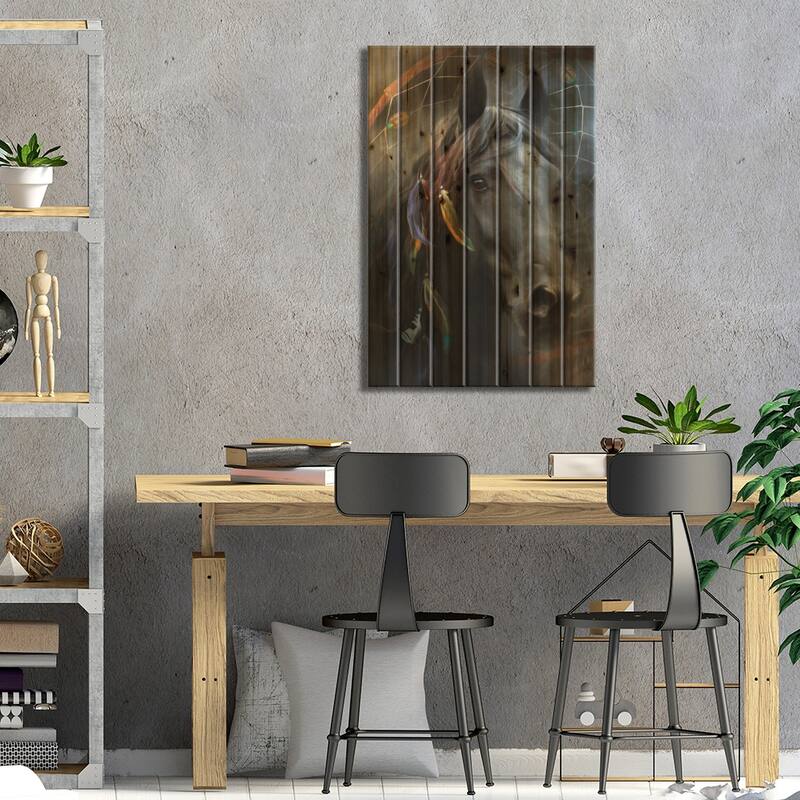 Raven Print On Wood by Trudi Simmonds - Multi-Color