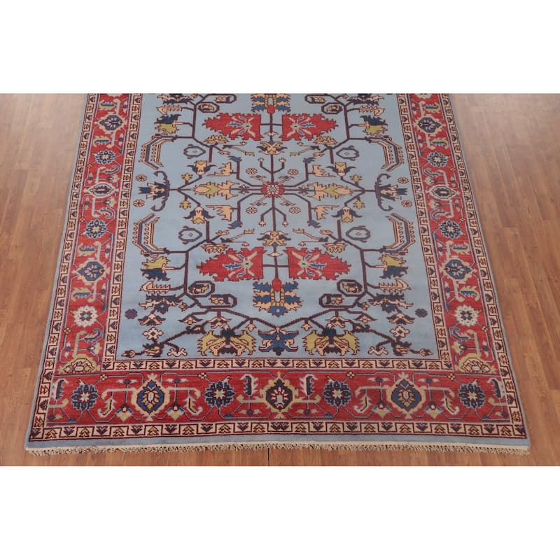 Light Blue Heriz-Serapi Oriental Area Rug Handmade Wool Carpet - 8'0"x 10'1"