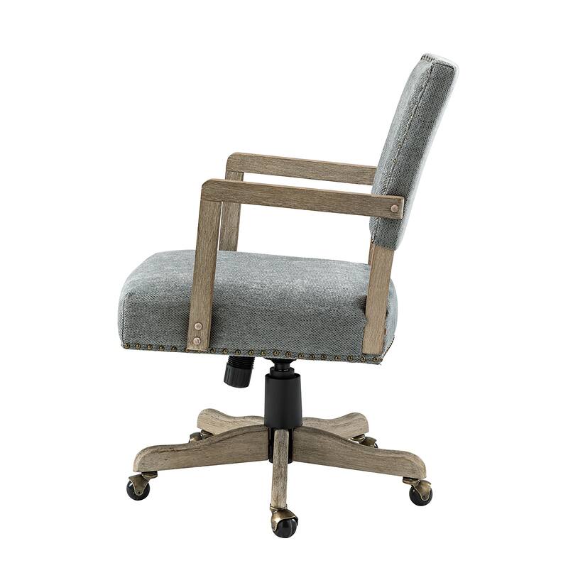 Taresa Modern Mid-Back Swivel Height Adjustable Task Chair with Nailhead Trim by HULALA HOME