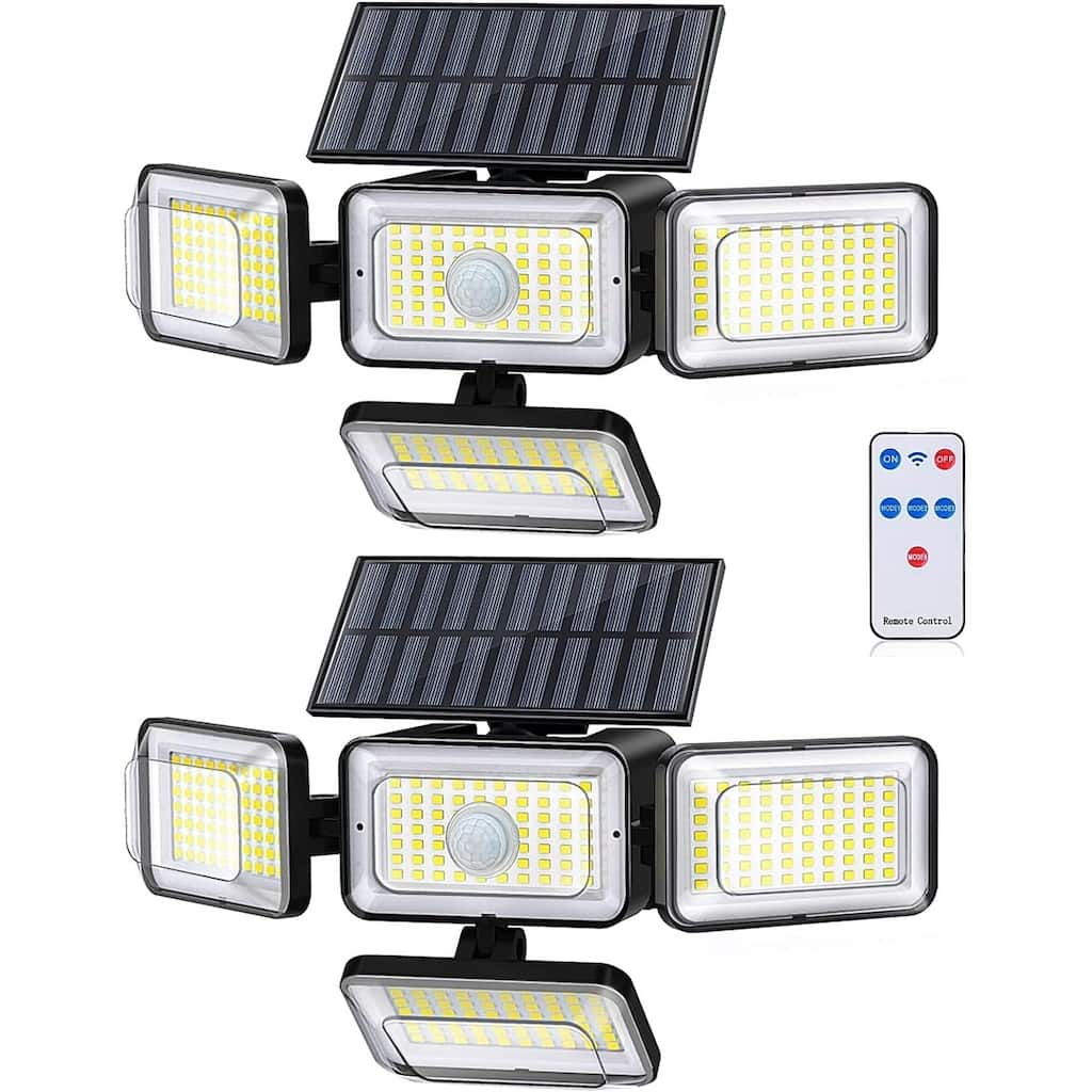4 Heads Solar Flood Wall Lights for Outside Yard