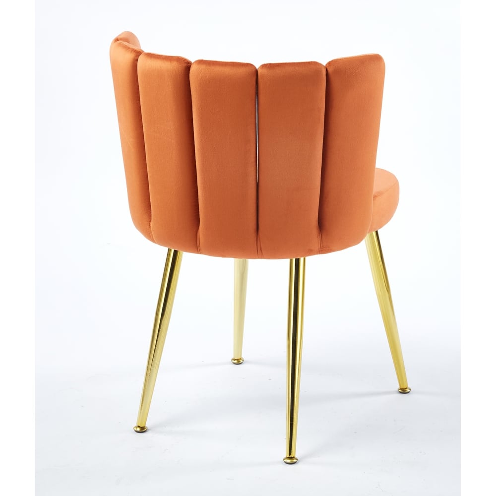 Barrel Dining Chairs Set of 2, Velvet Upholstered Accent Chairs, Kitchen Side Chairs with Metal Legs for Kitchen, Living Room