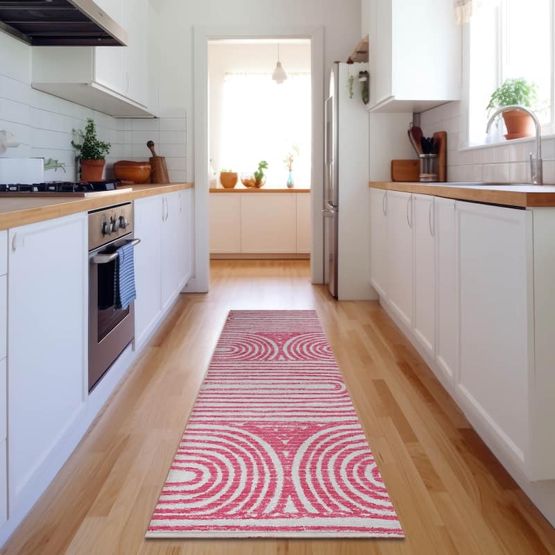 Premium Washable Super Soft Contemporary Mayfield Rug - Blush - 2' 3" x 7' 6" - Runner