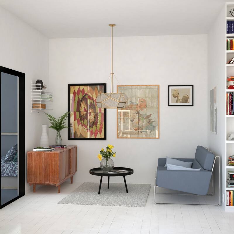 Euclid Mercury Glass/ Brass Mid-Century Modern Pendant Light