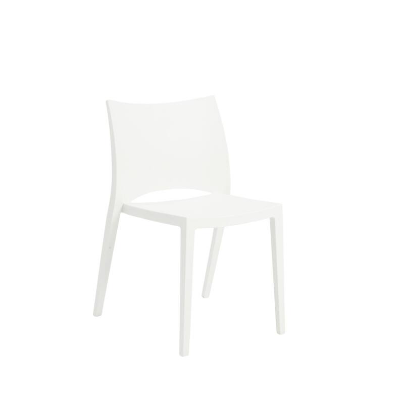 HomeRoots Set of Two White Heavy Duty Plastic Outdoor Stacking Dining Chairs