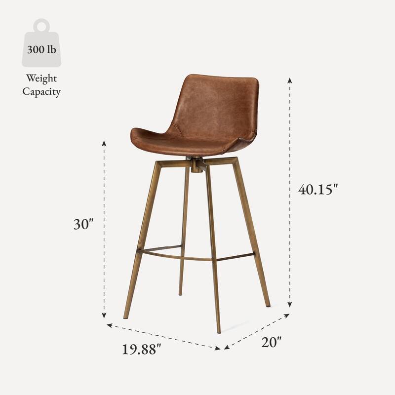 Maven Lane Victor Metal & Vegan Leather Kitchen Dining Stool