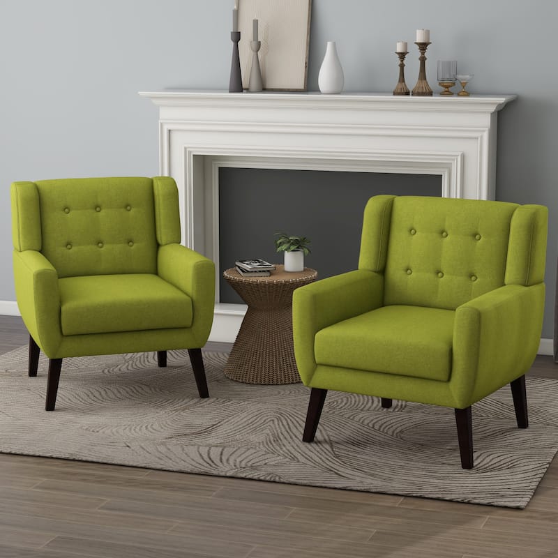Modern Upholstered Faux Leather Tufted Armchair Linen Accent Chairs