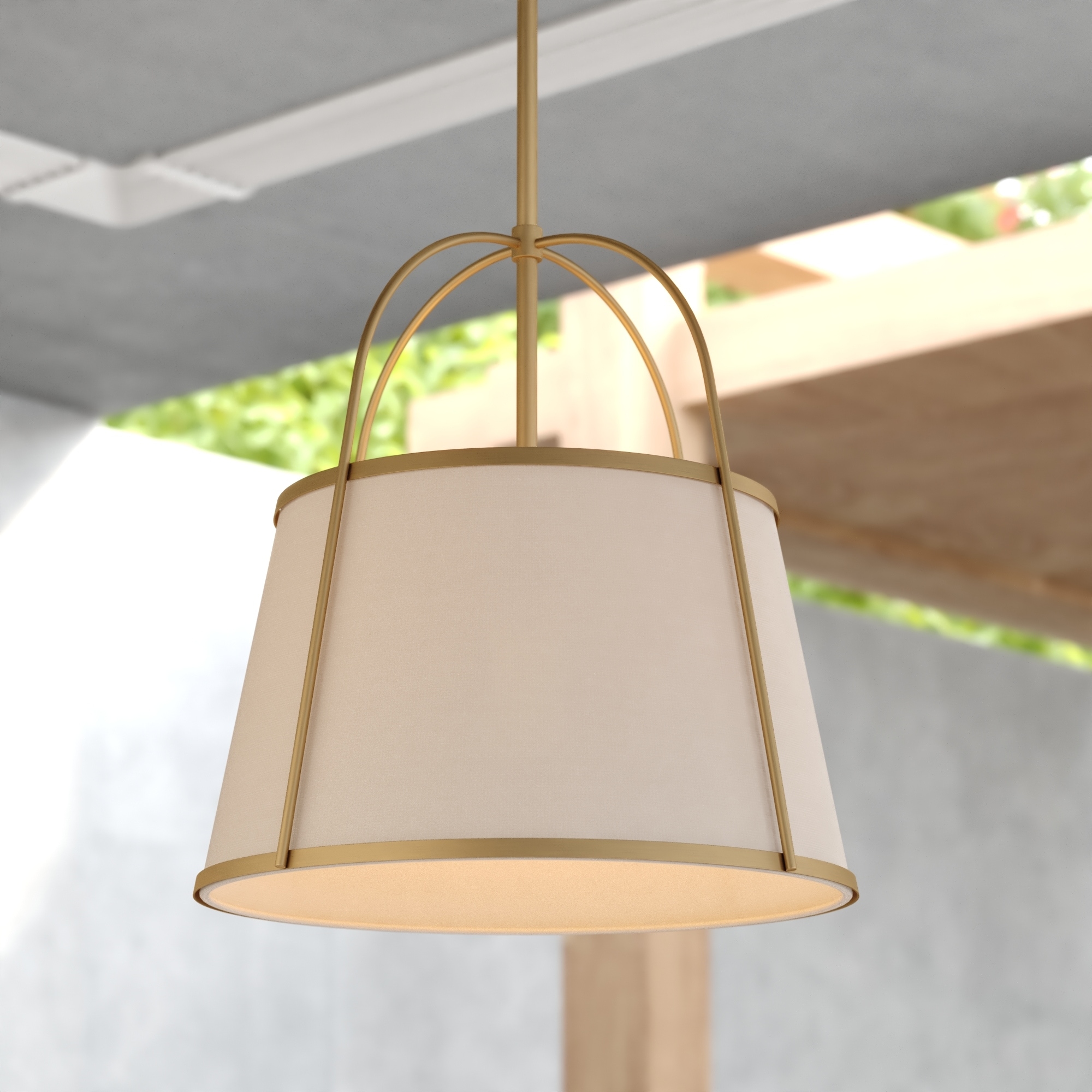 VAXCEL Marion 1-Light Mid-Century Modern Cone Pendant with White Fabric Shade, Adj Ht Ceiling Chandelier Dining Room Fixture
