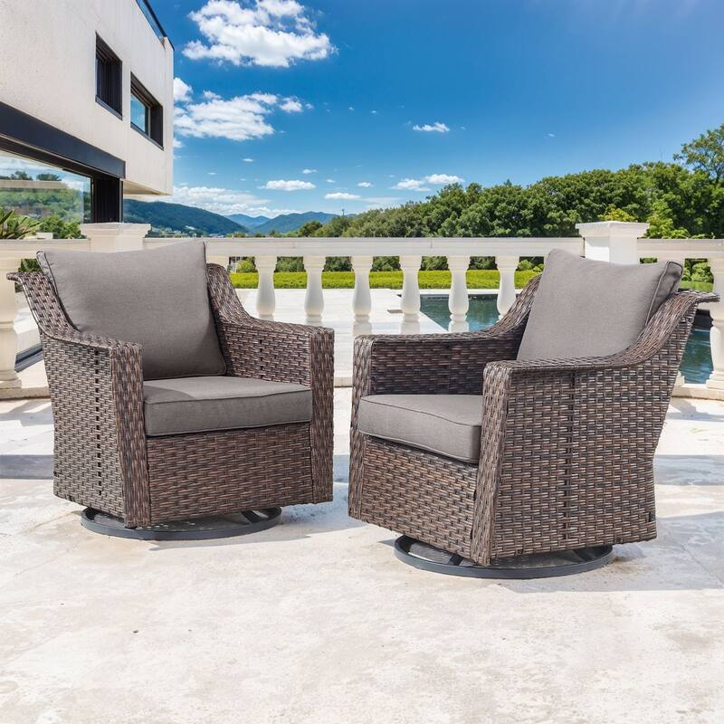 Gymojoy Outdoor Wicker Swivel Glider Chairs with Cushions