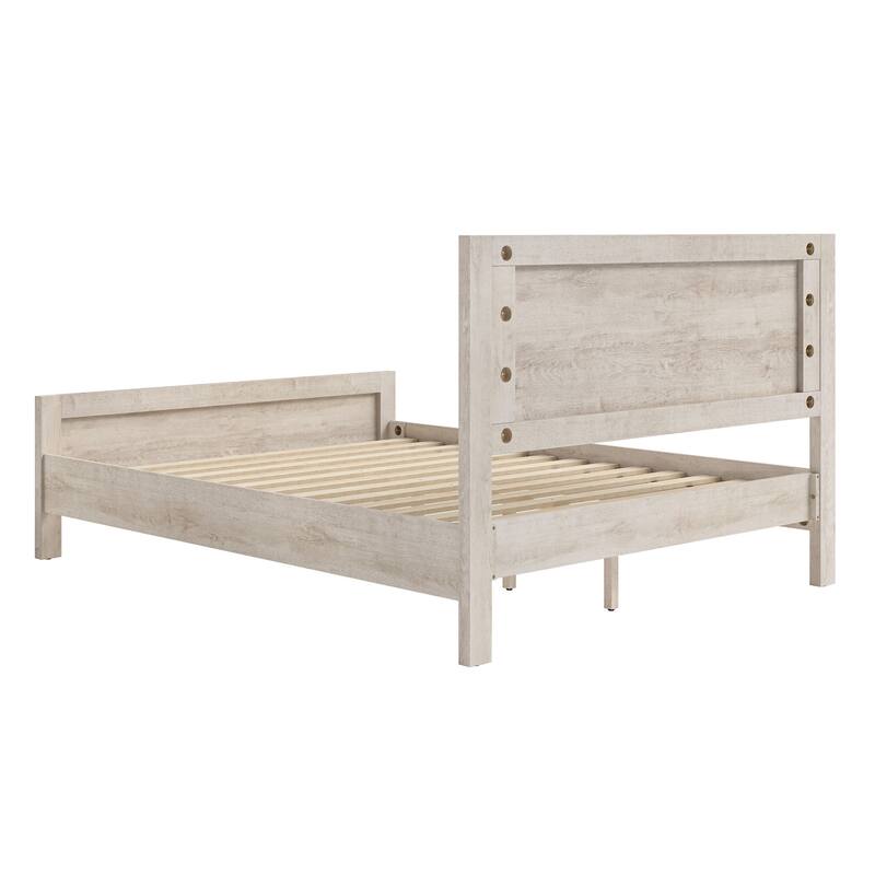King/Queen Size Wood Platform Bed Frame With Headboard, Solid Wood Platform Bed, No Box Spring Needed, Easy Assembly