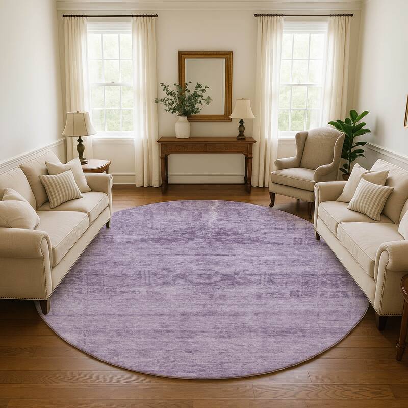 Premium Washable Super Soft Vintage Traditional Mayfield Rug - Plum - 8' x 8'