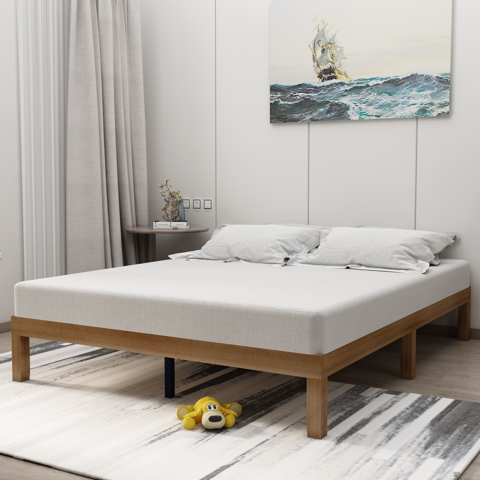 Flat wood cheap platform bed