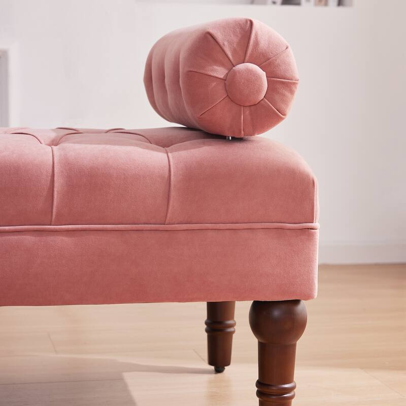 Velvet Bedroom Bench Pink/ Beige/ Blue/ Gray Upholstered Bench with Button-Tufted 60.2".