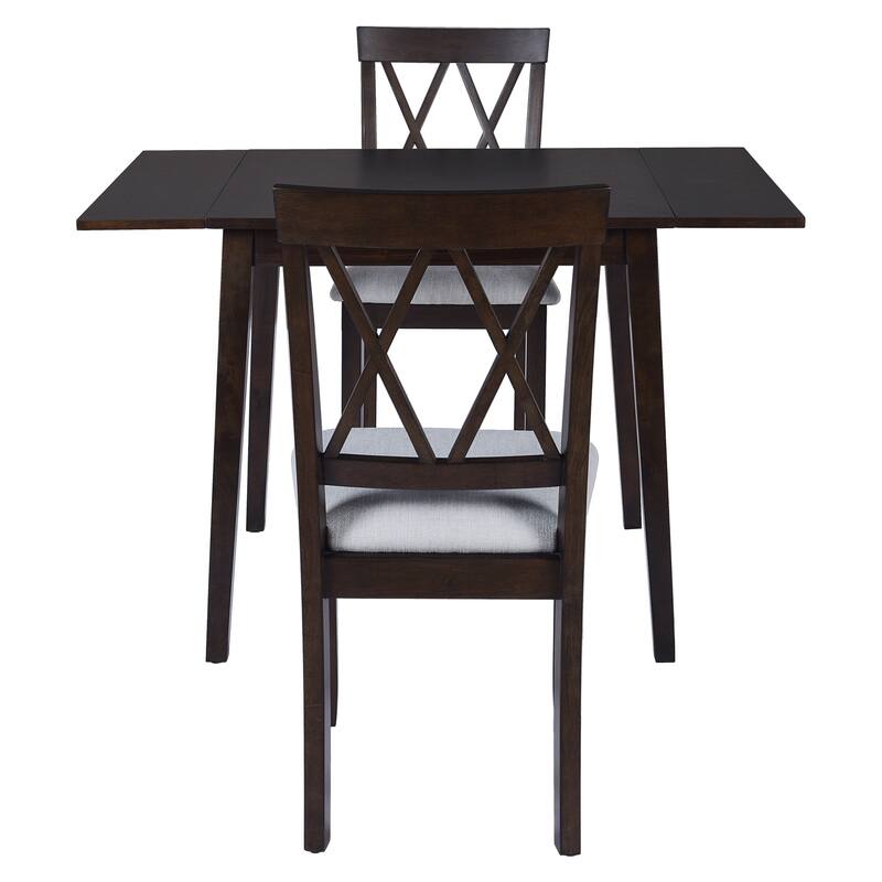 5-Piece, Farmhouse Folding Dining Table Set with 4 Upholstered Chairs, for Kitchen and Dining Room, Espresso Brown