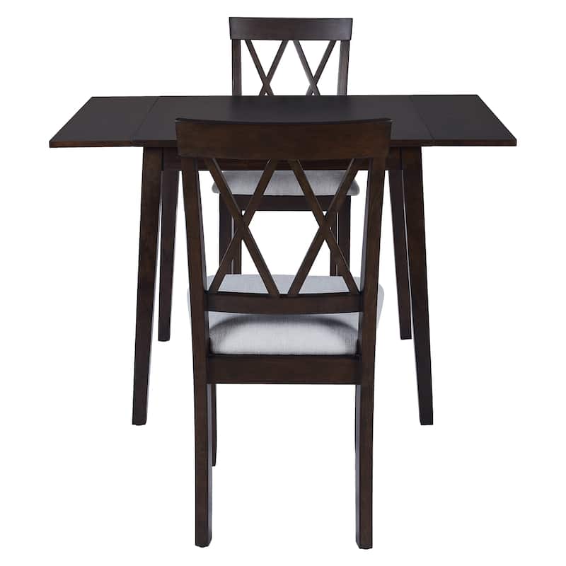 Extendable Dining Set with Drop Leaf, Espresso Upholstered Dining Chair
