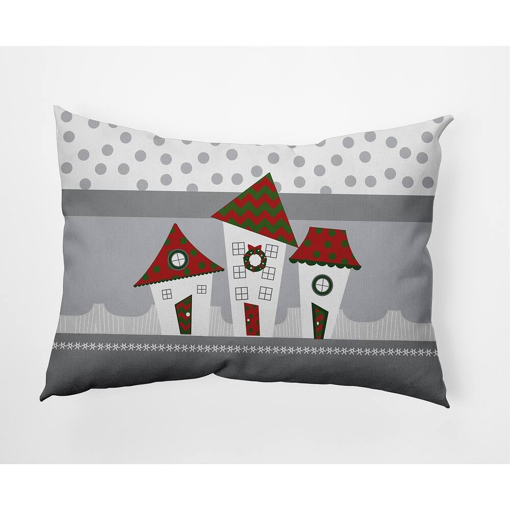 Coastal Houses Christmas Soft Spun Polyester Decorative Throw Pillow
