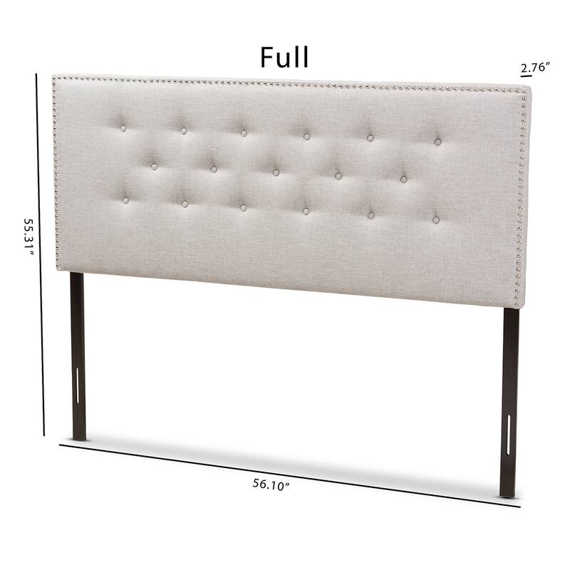 Modern Fabric Headboard Full Size - Greyish Beige Upholstered Bedroom Decor
