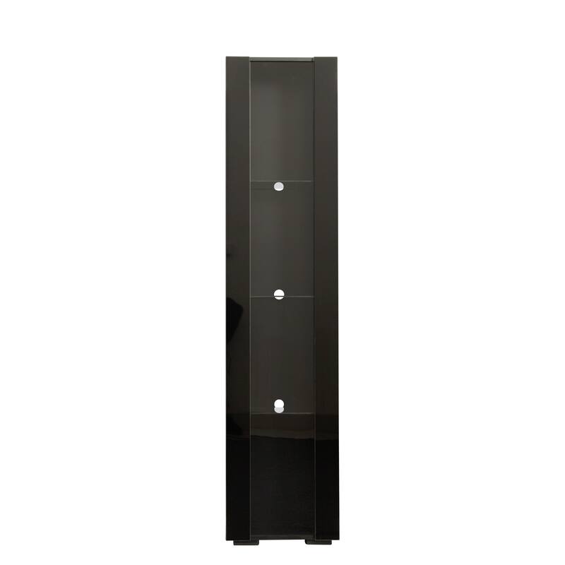 4-Tier Storage Display Cabinet with Shelves, LED Light Accent Cabinet Curio Cabinet Modern Side Cabinet for Living Room