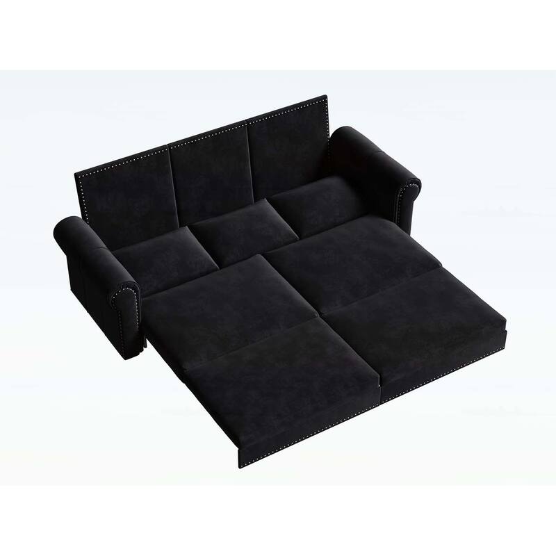 Pull Out Sofa Bed with Nailhead Trim & Rolled Arm,Multi-Functional for Living Room