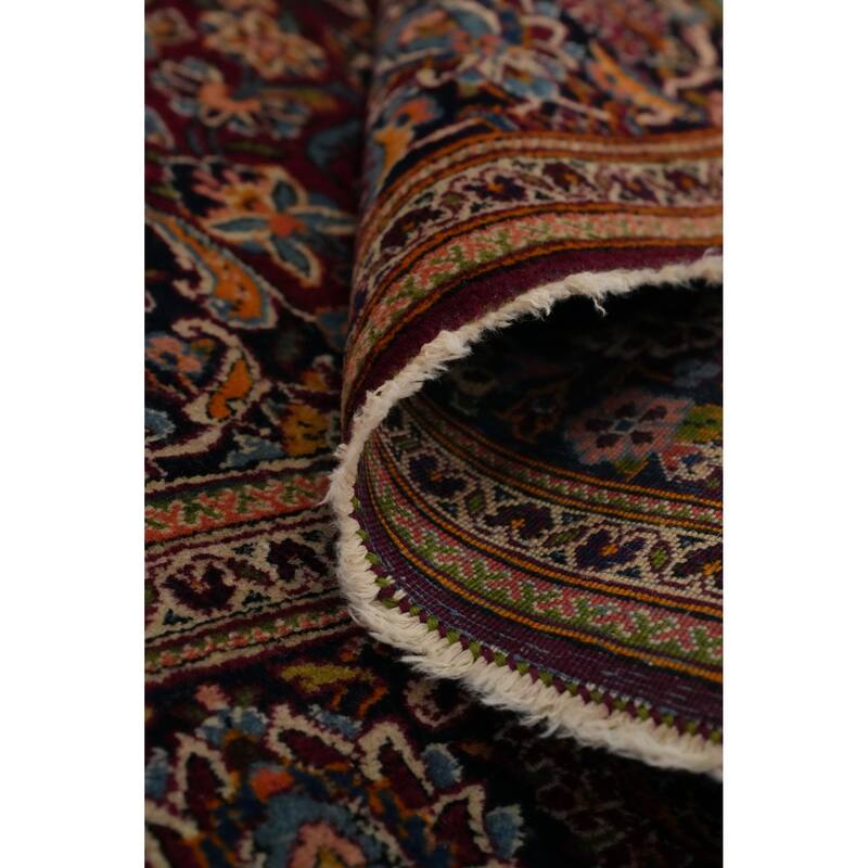 Hand Knotted Oriental 100% Wool Carpet Traditional Floral Red Kashan (Dabir) Area Rug - 6' 6'' X 4' 4''