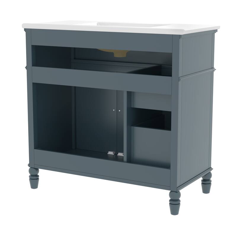 Roomfitters 36" Bathroom Vanity with Sink Cabinet with Drawers One Package Solid Frame and MDF Board Combo