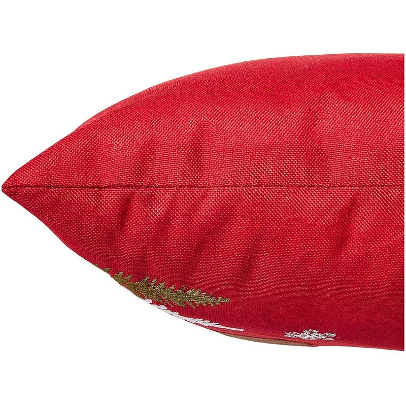 Violet Linen Seasonal Xmas Christmas Holiday Spirits Pattern Decorative Cushion Cover
