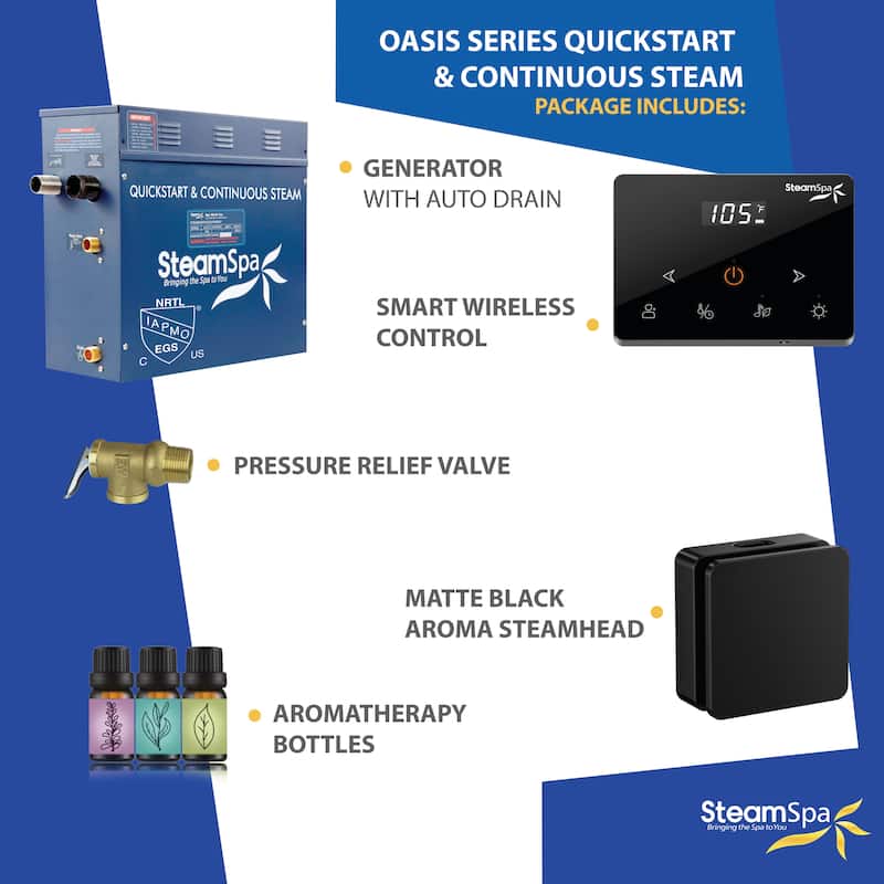 Oasis Series 7500-Watts Steam Generator with Continuous Steam Plus Fully Wireless Handheld Control