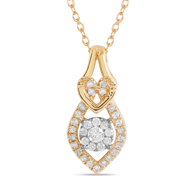1/6ct TDW Diamond Teardrop Pendant Necklace in 10k Gold for Women