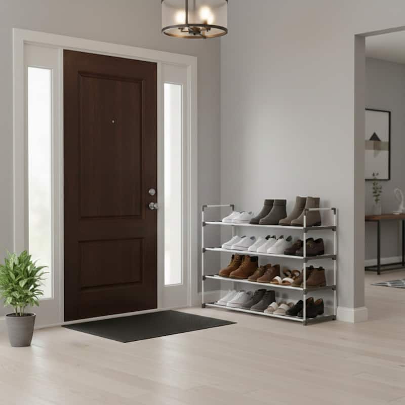 Shoe Rack - Shoe Organizer for Closet, Bathroom, Entryway by Home-Complete (White)