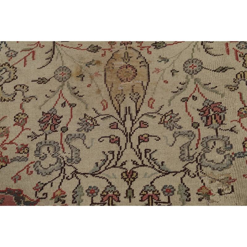 Antique Vegetable Dye Authentic Oushak Turkish Wool Area Rug Handmade - 8'11" x 11'7"