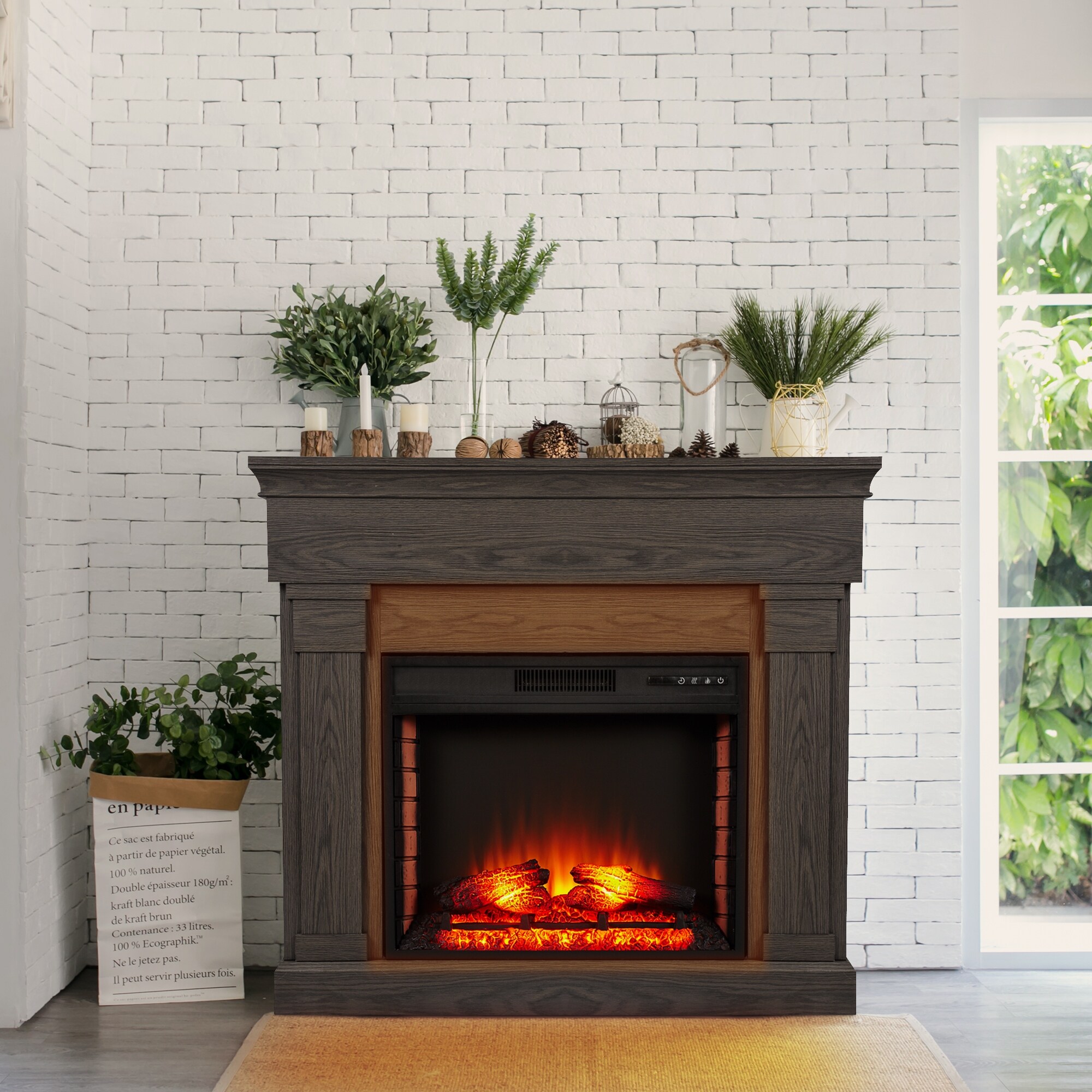47.5'' W Electric Fireplace With Mantel Package - On Sale - Bed Bath u0026  Beyond - 34449186