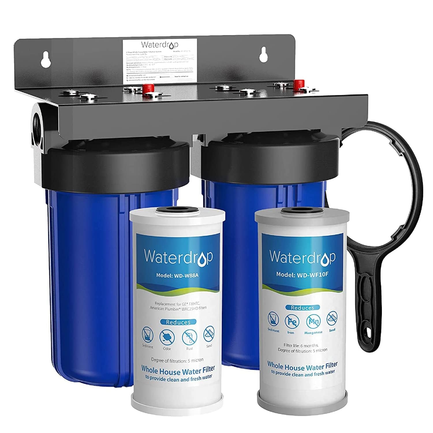 Whole House Water Filter System, Reduce Iron & Manganese, with Carbon & Sediment Filters, 5-Stage Filtration, Reduce Iron, Lead