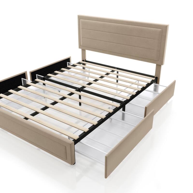 Furniture of America Jacinth Modern Velvet 4-Drawer Full Storage Platform Bed